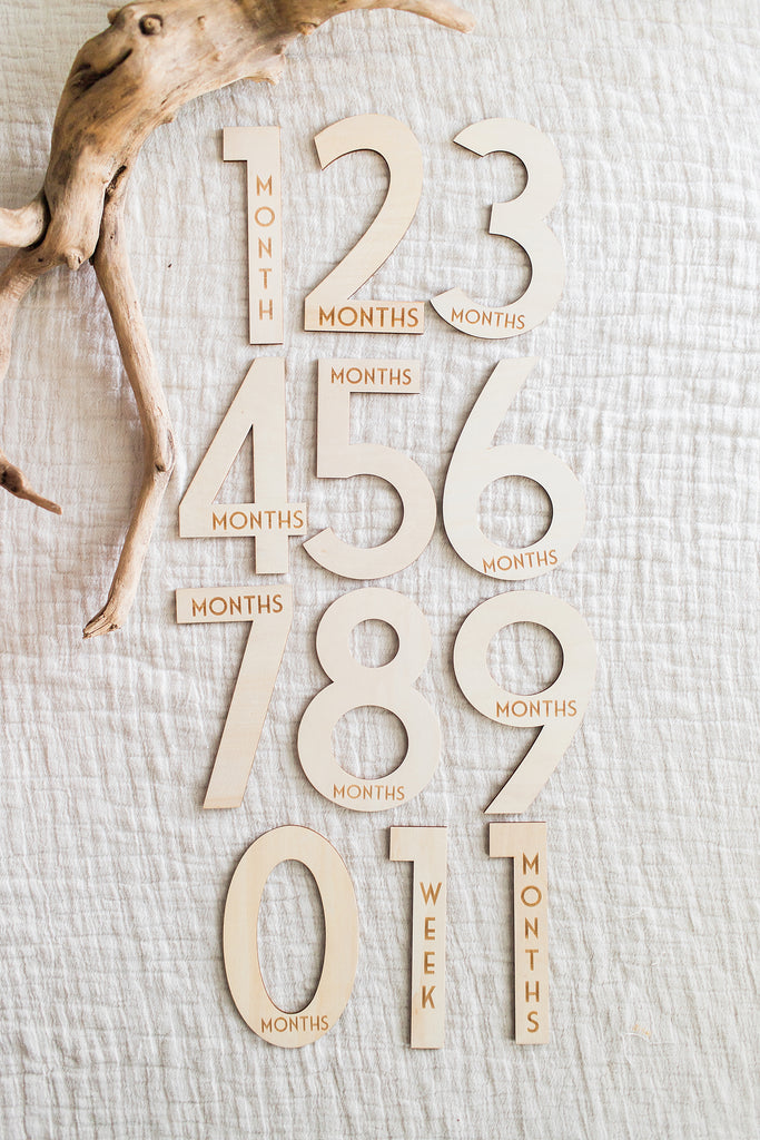 Modern Monthly Baby Milestone Numbers - Modern Font